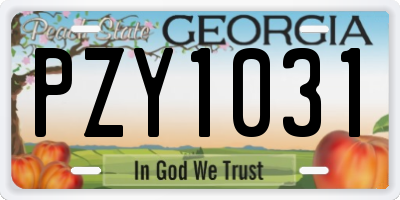 GA license plate PZY1031