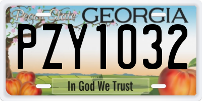 GA license plate PZY1032
