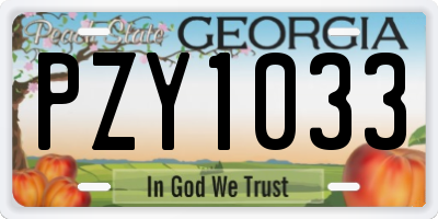 GA license plate PZY1033