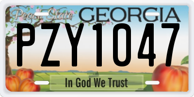 GA license plate PZY1047