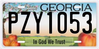 GA license plate PZY1053
