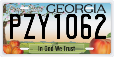GA license plate PZY1062