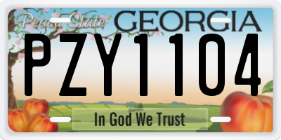 GA license plate PZY1104