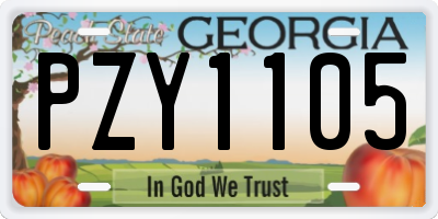 GA license plate PZY1105