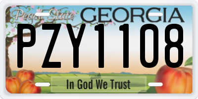 GA license plate PZY1108