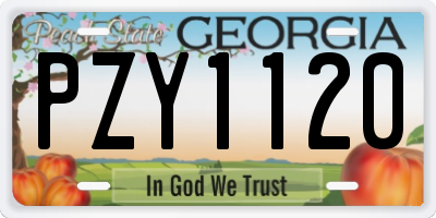 GA license plate PZY1120