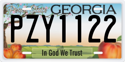 GA license plate PZY1122