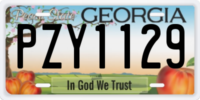GA license plate PZY1129