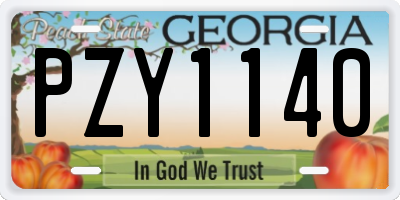 GA license plate PZY1140