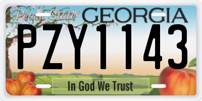 GA license plate PZY1143