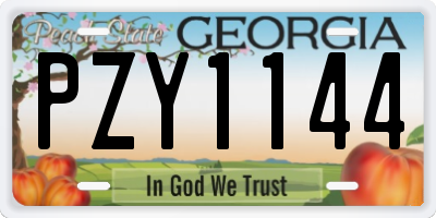 GA license plate PZY1144