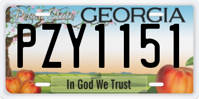 GA license plate PZY1151
