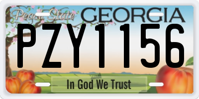 GA license plate PZY1156