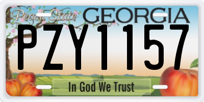 GA license plate PZY1157