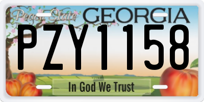 GA license plate PZY1158