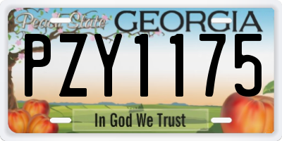 GA license plate PZY1175