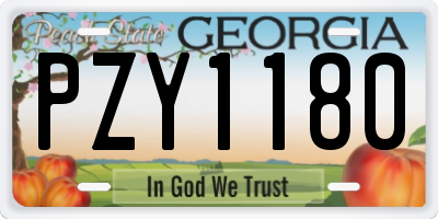 GA license plate PZY1180