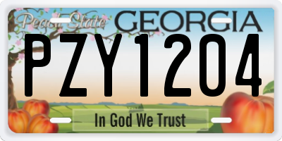 GA license plate PZY1204