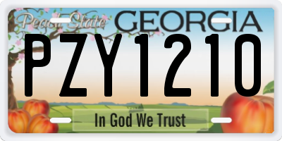 GA license plate PZY1210
