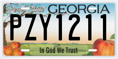GA license plate PZY1211