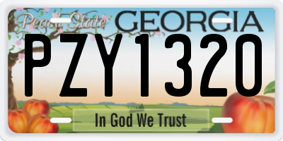 GA license plate PZY1320