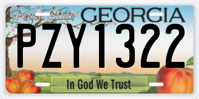 GA license plate PZY1322