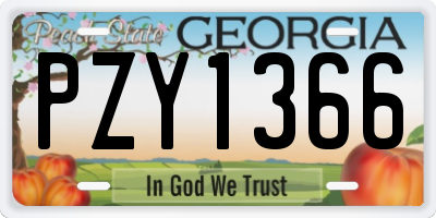 GA license plate PZY1366