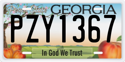 GA license plate PZY1367