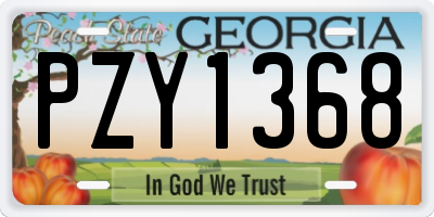 GA license plate PZY1368