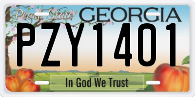 GA license plate PZY1401