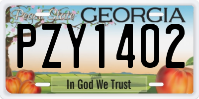 GA license plate PZY1402