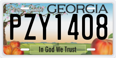 GA license plate PZY1408