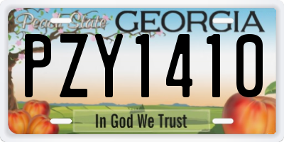 GA license plate PZY1410