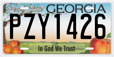 GA license plate PZY1426