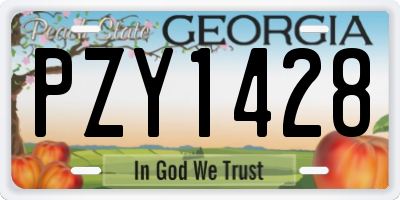 GA license plate PZY1428
