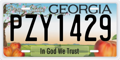 GA license plate PZY1429