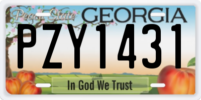 GA license plate PZY1431