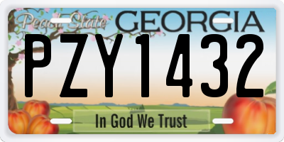 GA license plate PZY1432