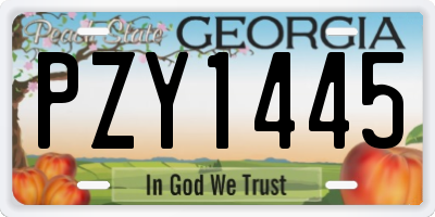 GA license plate PZY1445