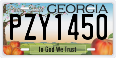GA license plate PZY1450
