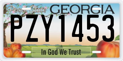 GA license plate PZY1453