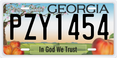GA license plate PZY1454