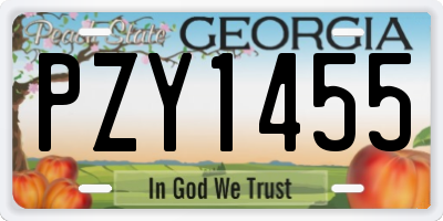 GA license plate PZY1455