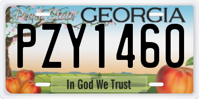 GA license plate PZY1460