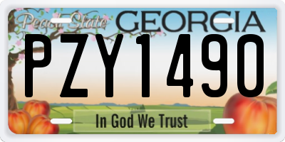 GA license plate PZY1490