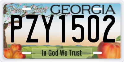 GA license plate PZY1502