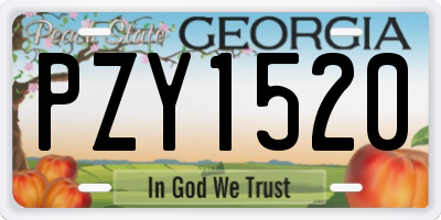 GA license plate PZY1520