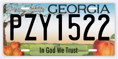 GA license plate PZY1522
