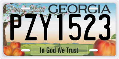 GA license plate PZY1523