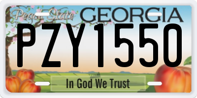 GA license plate PZY1550